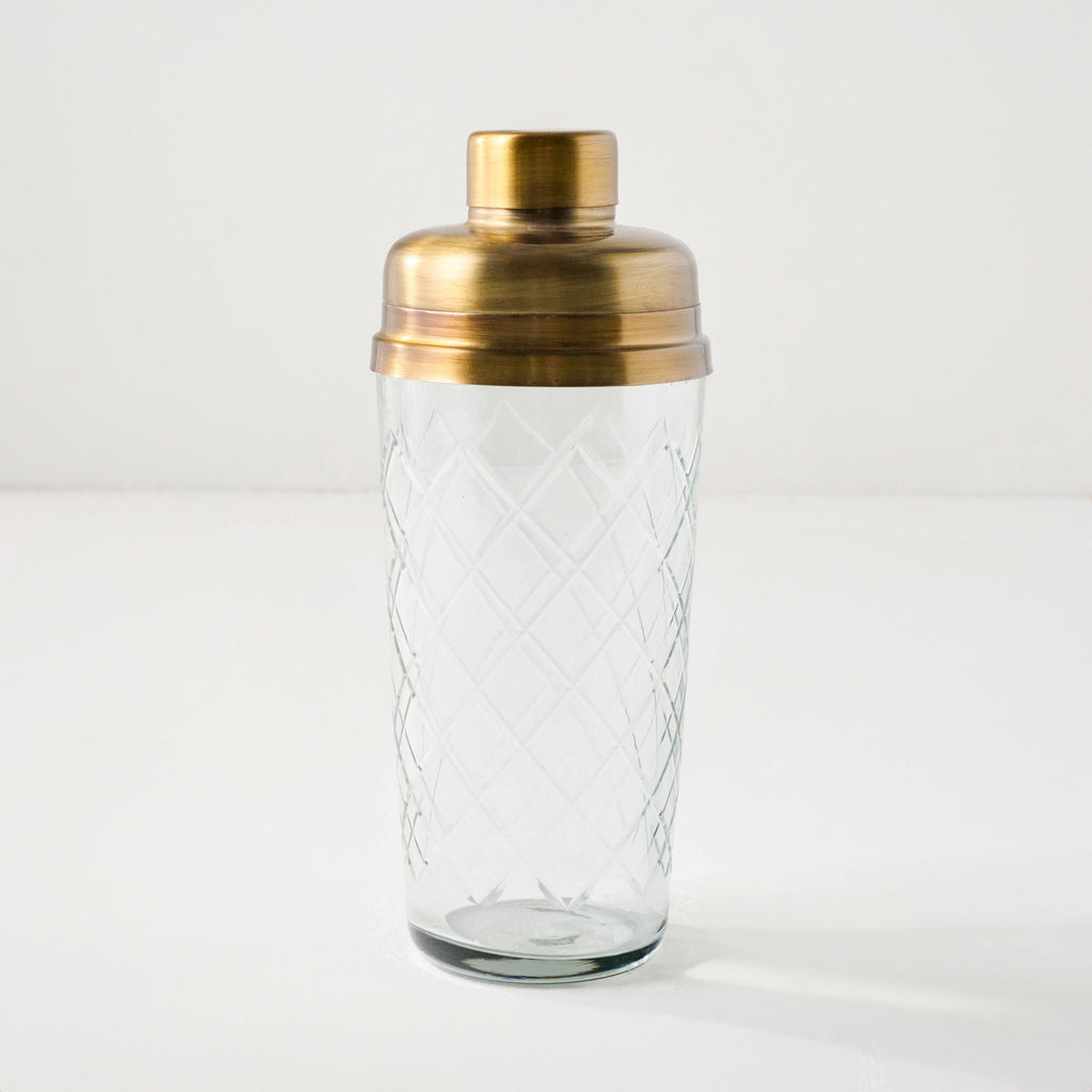 Antique Brass and Etched Glass Shaker Bottle