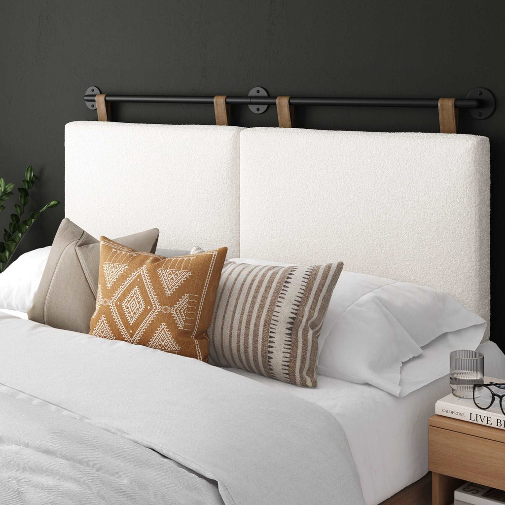 Boucle Upholstered Queen Wall Mount Headboard