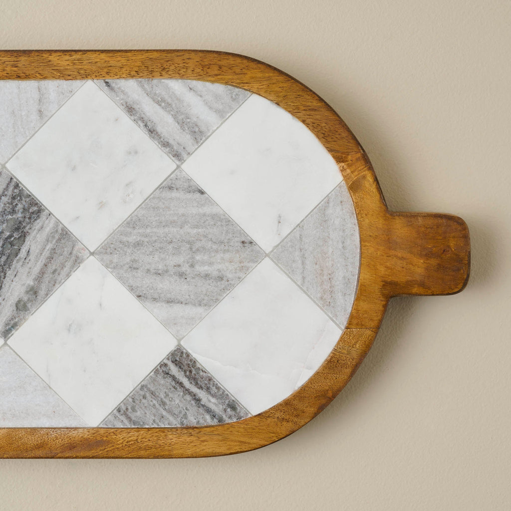 Everett Checkered Marble Serving Board