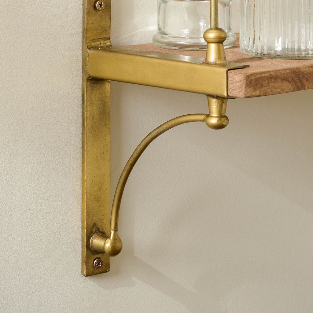 Double Parker Brass and Wood Shelf