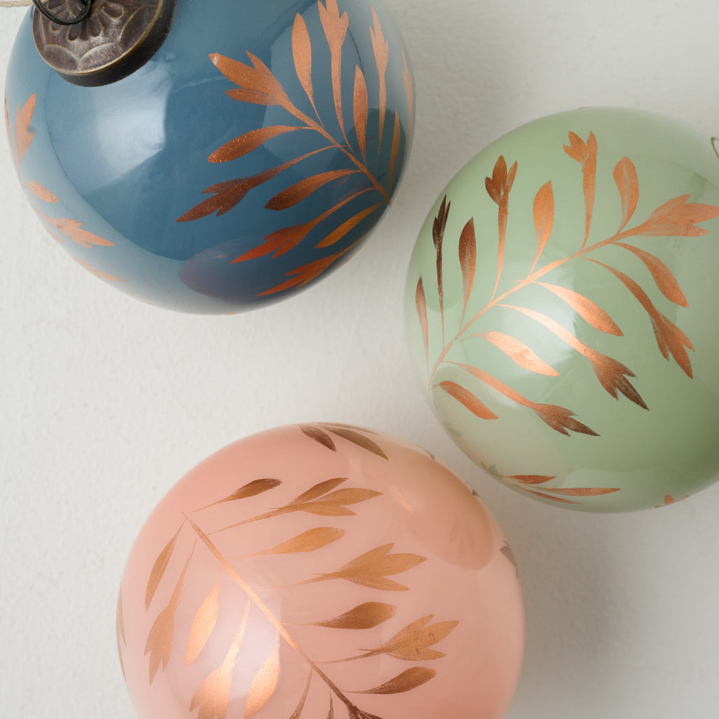 Hand-Painted Glass Ornament. Set of 6