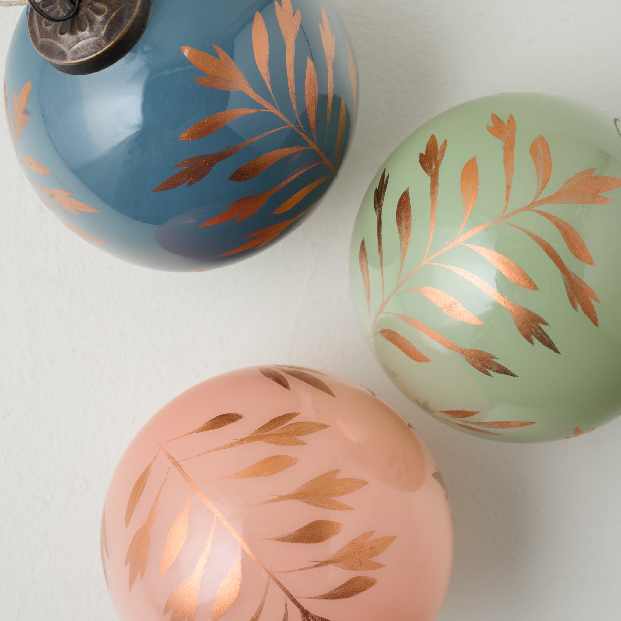 Hand-Painted Glass Ornament. Set of 6