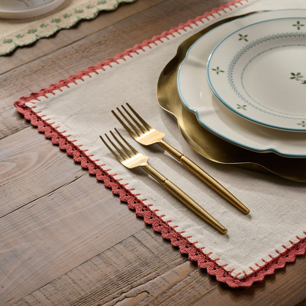 Apricot Crochet Edge Placemat Set of Four 