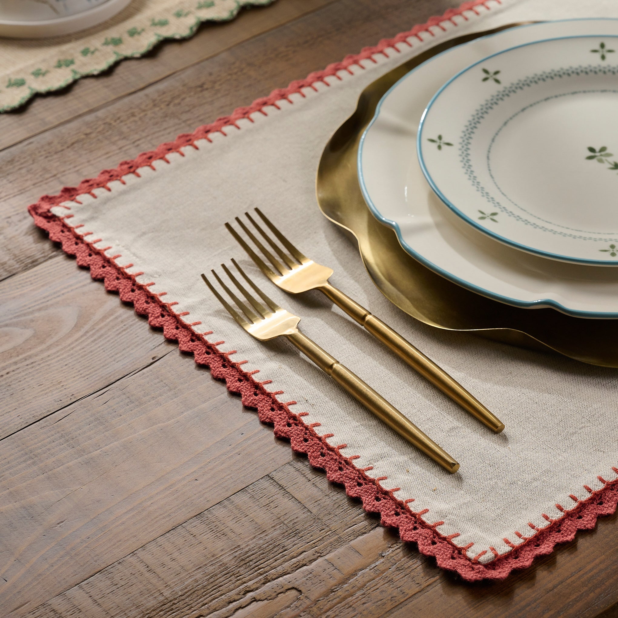 Apricot Crochet Edge Placemat Set of Four 