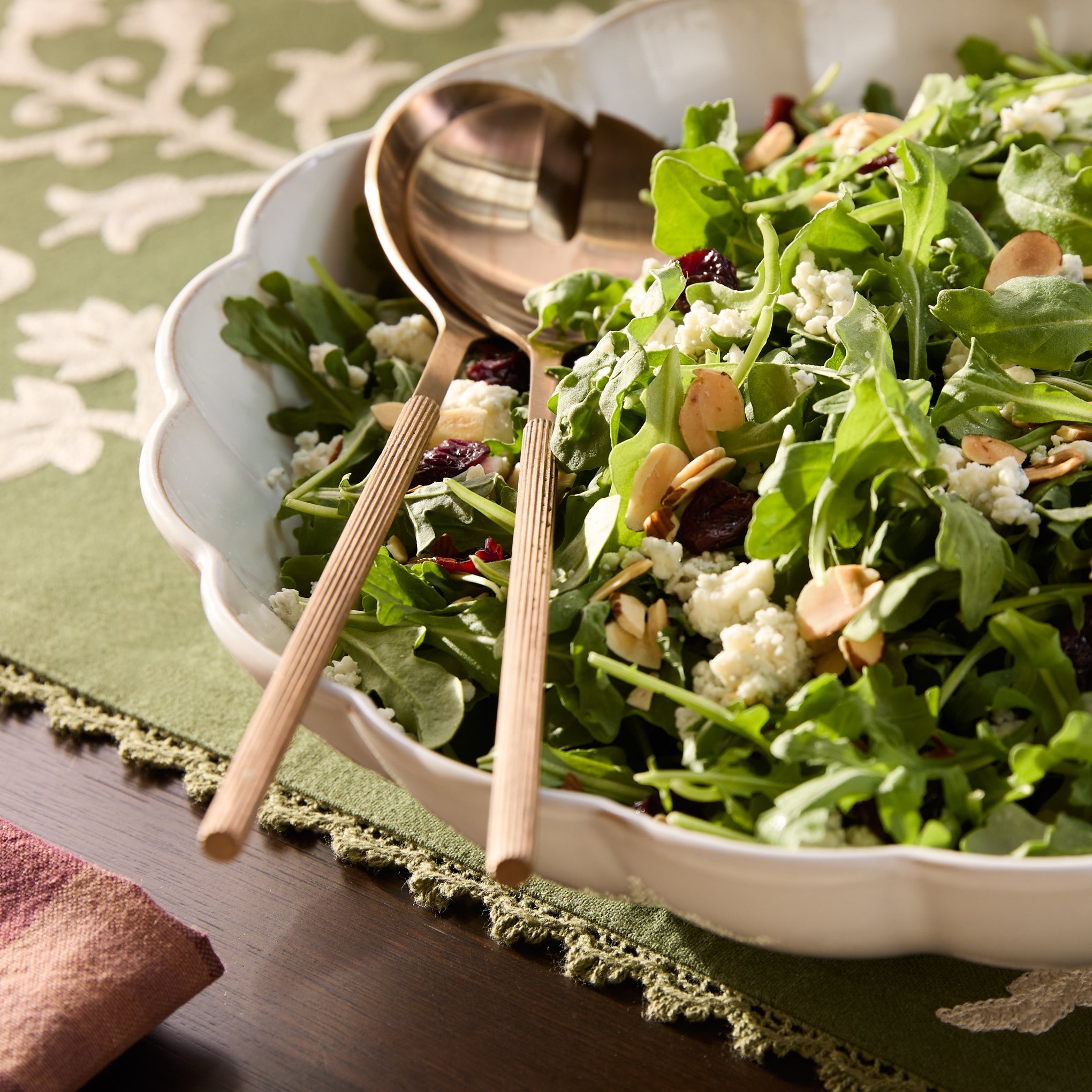 Antique Copper Ribbed Serving Set