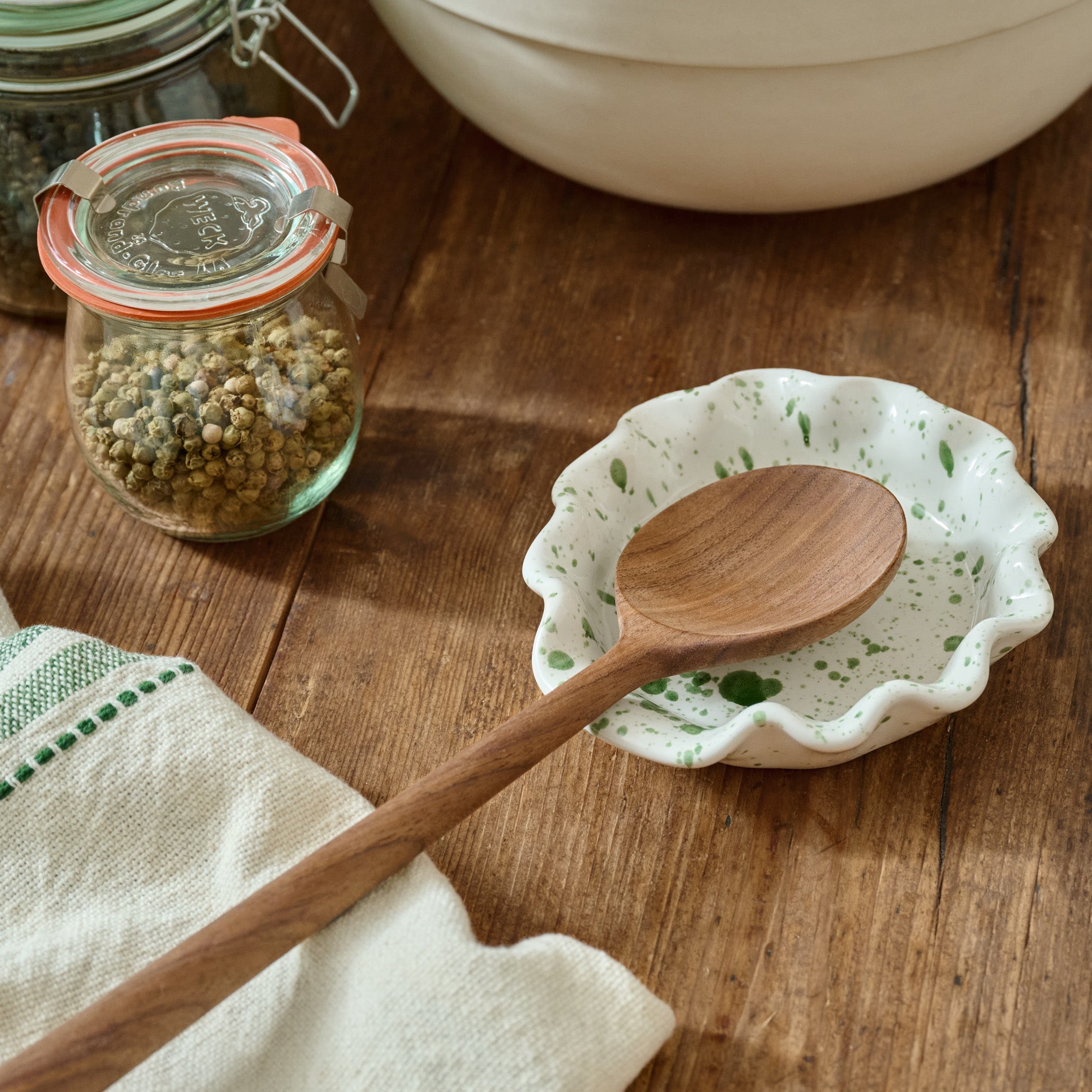 Forest Green Splatter Print Spoon Rest
