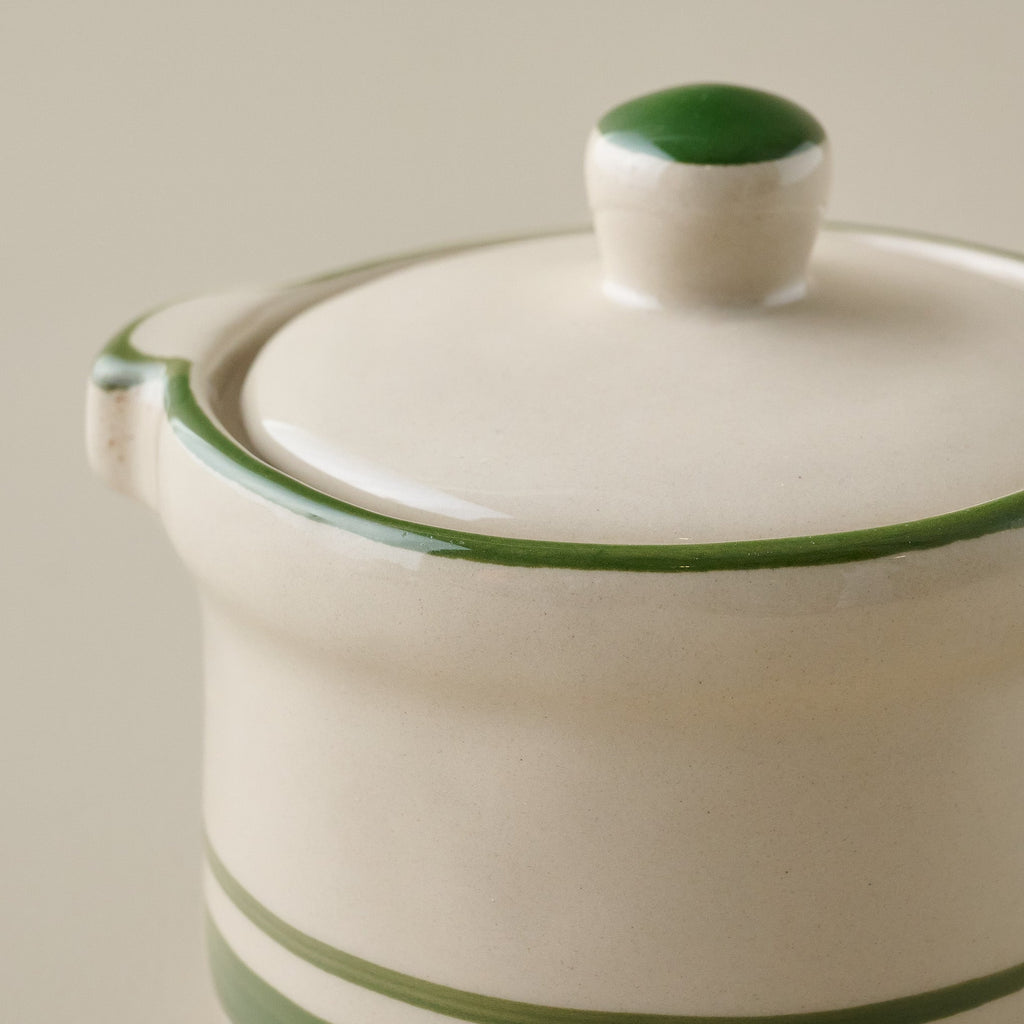 Forest Green Stripe Butter Dish