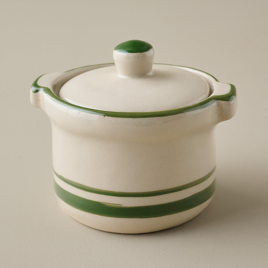 Forest Green Stripe Butter Dish
