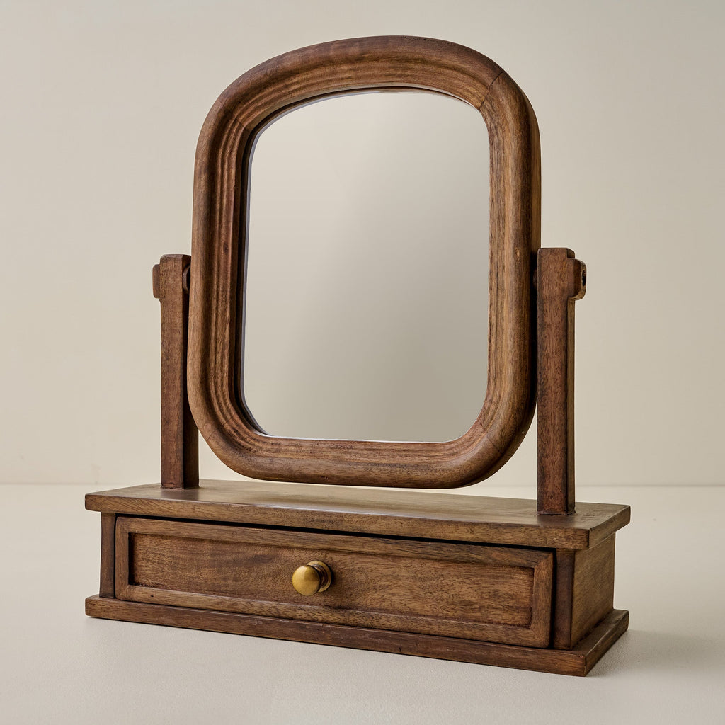 Antique-Inspired Wooden Vanity Mirror