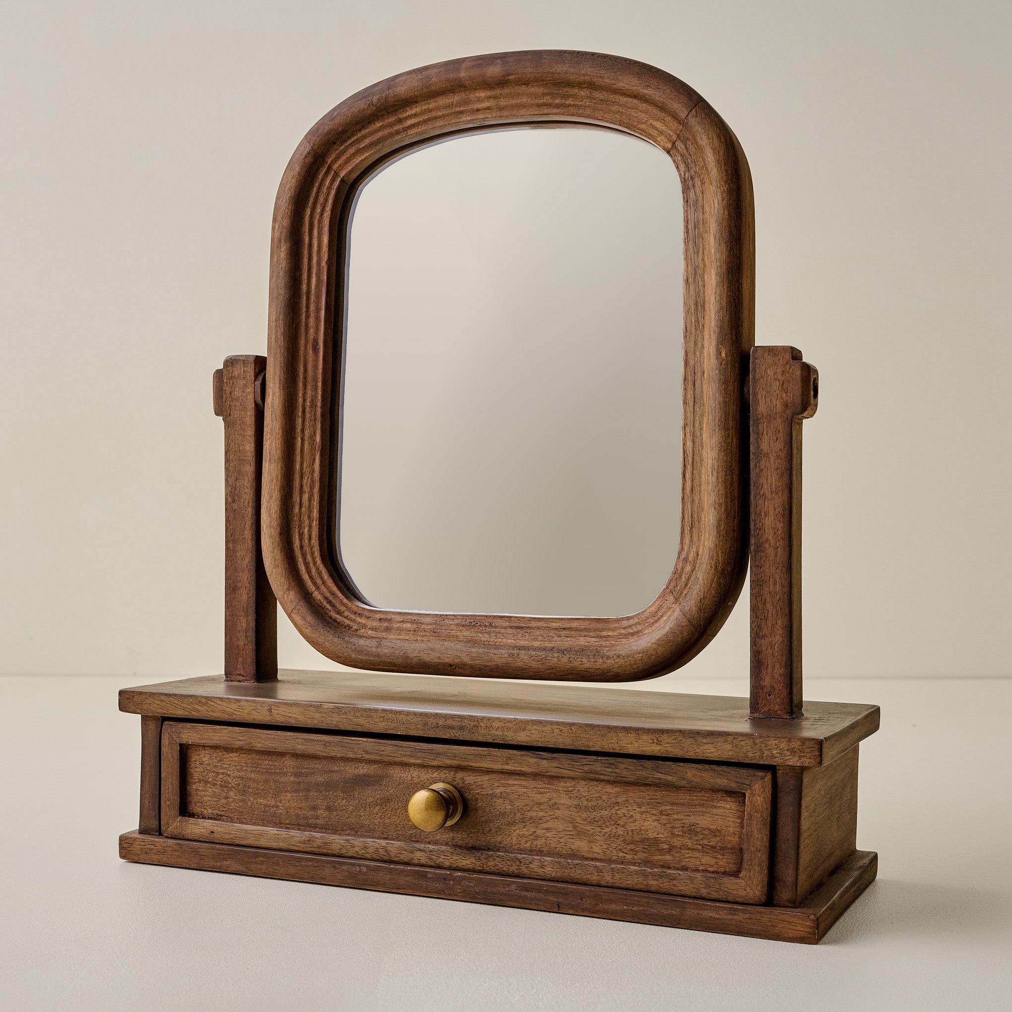 Antique-Inspired Wooden Vanity Mirror