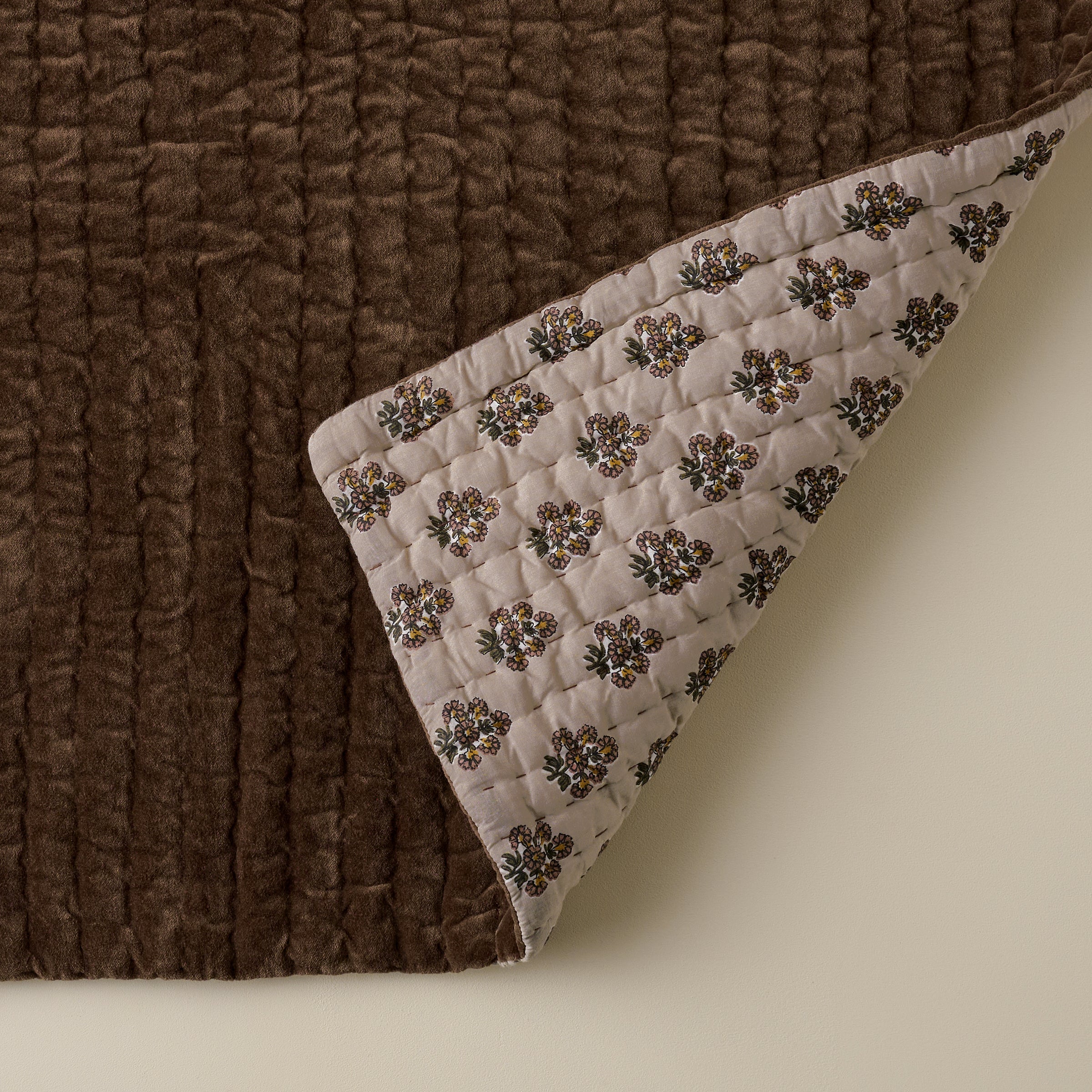 Audrey Velvet Block Print Quilt - Cedar