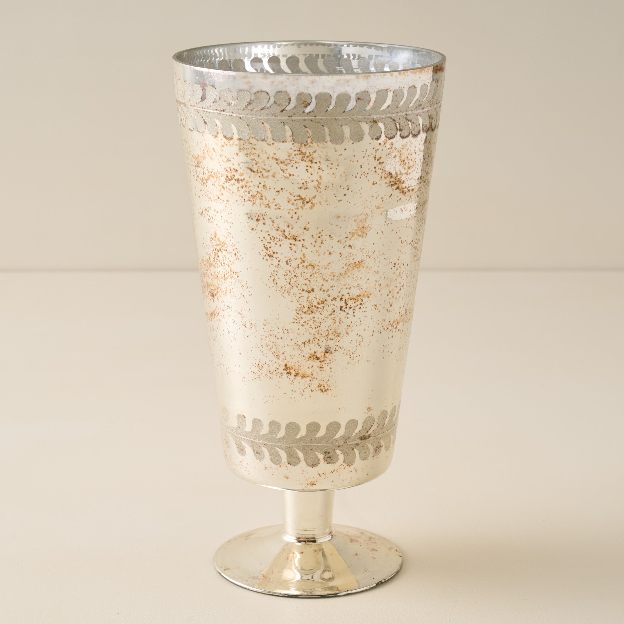 Etched Mercury Glass Floral Vase