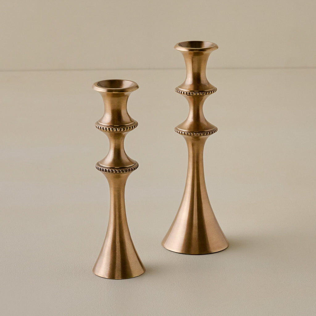 Adler Antiqued Brass Etched Taper Holder