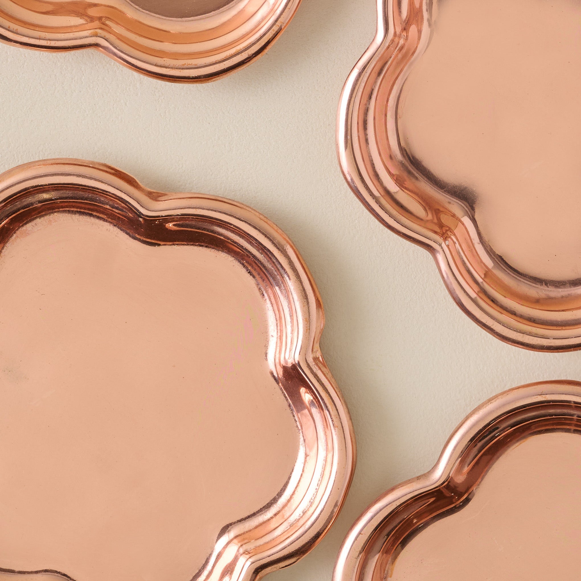 Antique Copper Scalloped Coaster Set of Four