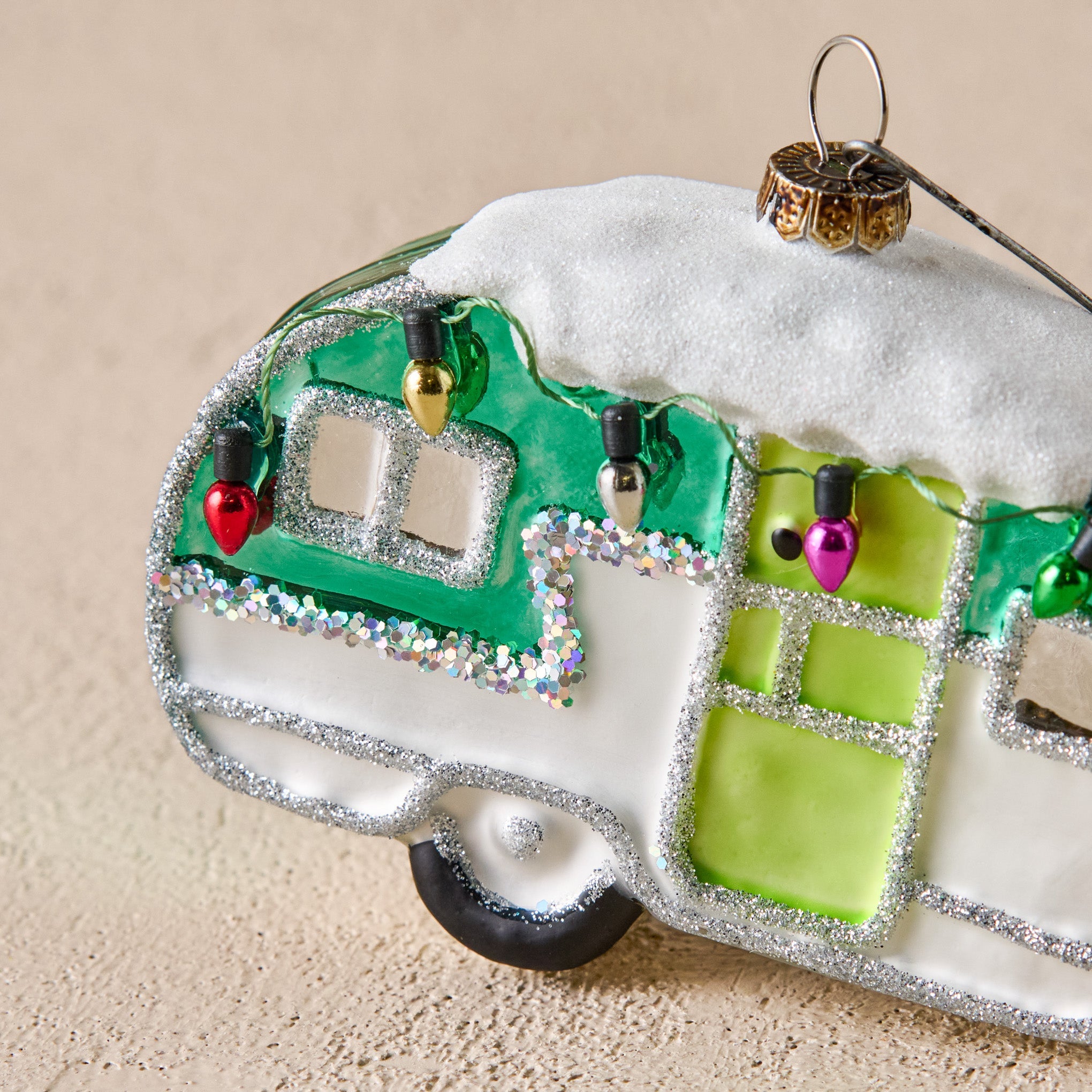 Retro Snowy Camper Ornament