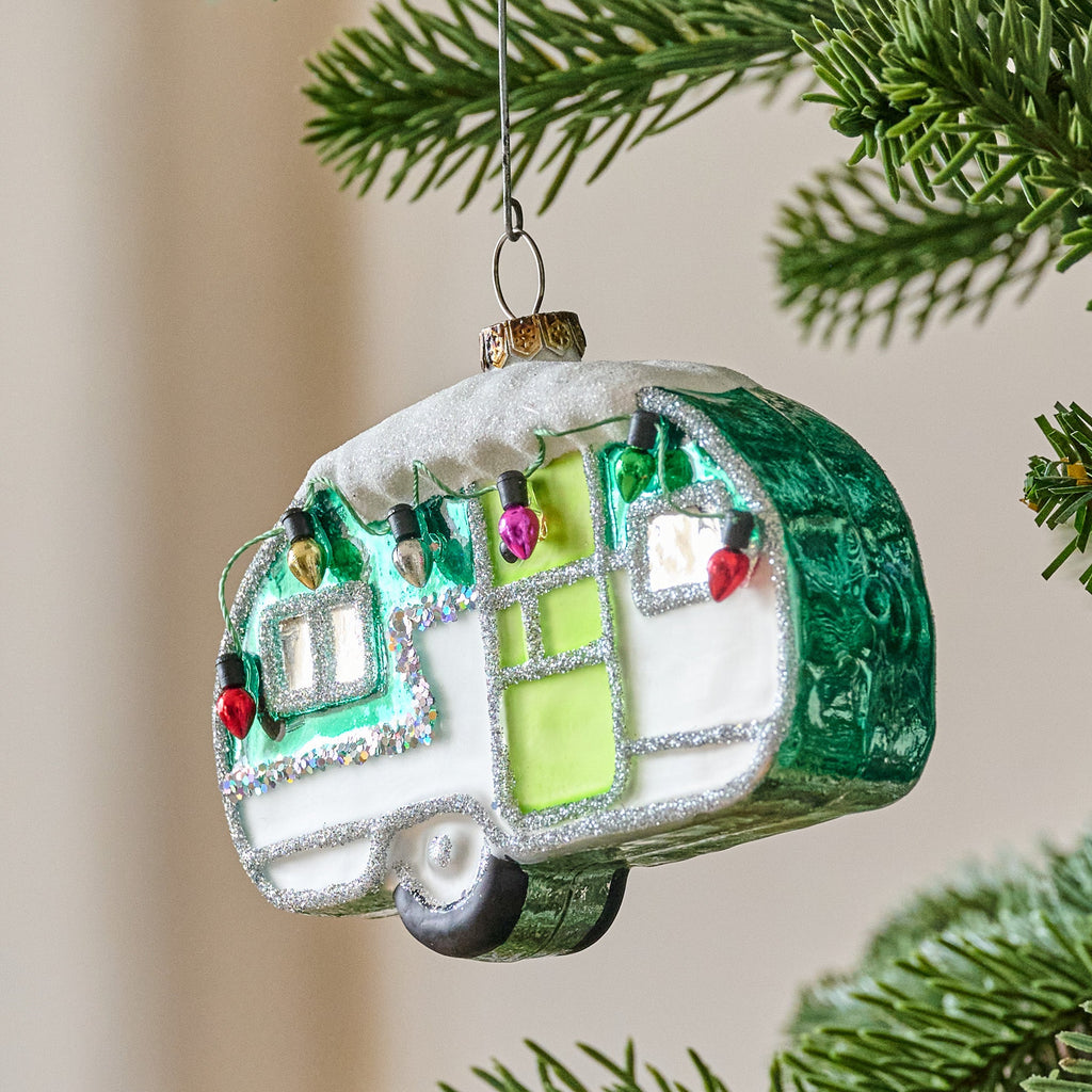 Retro Snowy Camper Ornament