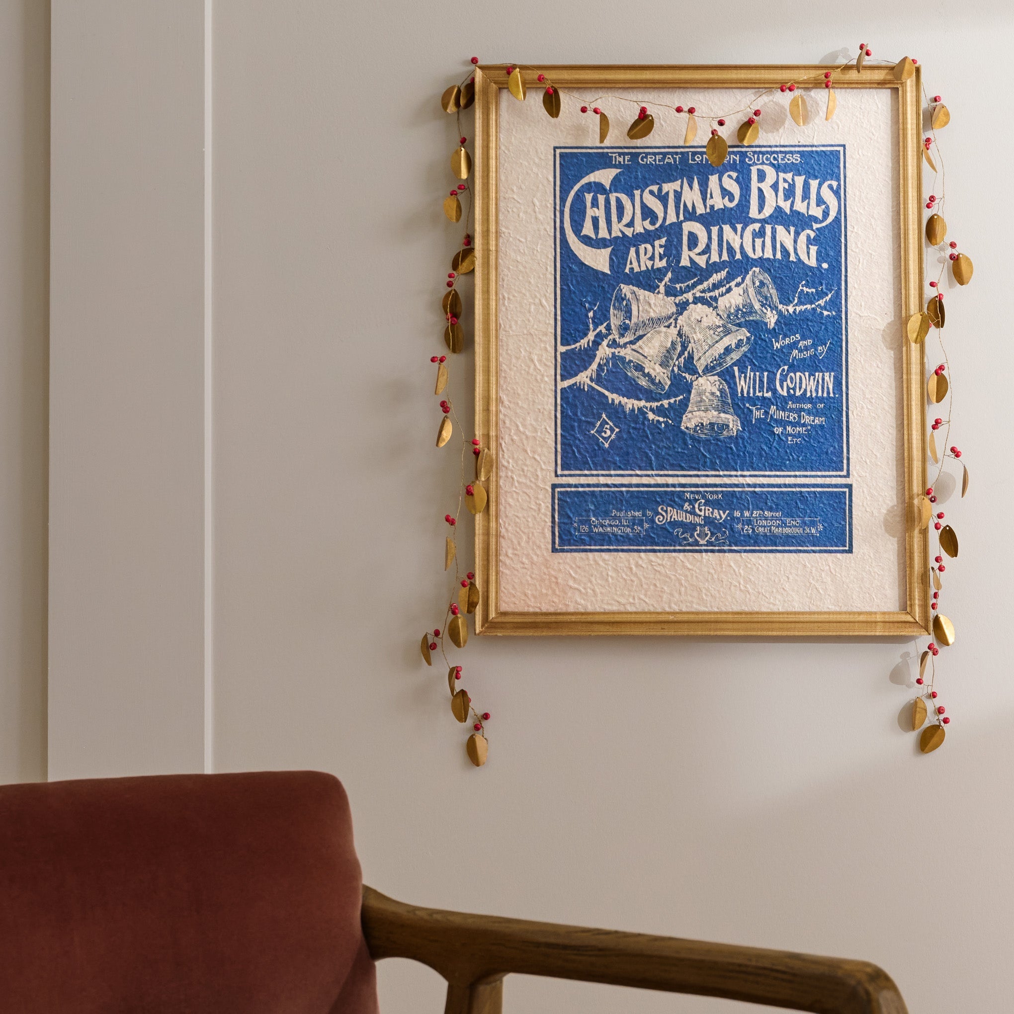 Vintage Christmas Bells Are Ringing Framed Print