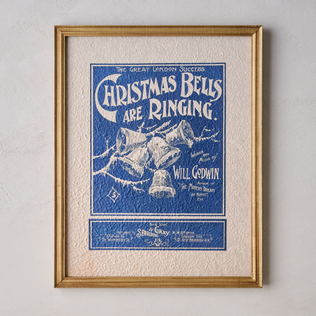 Vintage Christmas Bells Are Ringing Framed Print