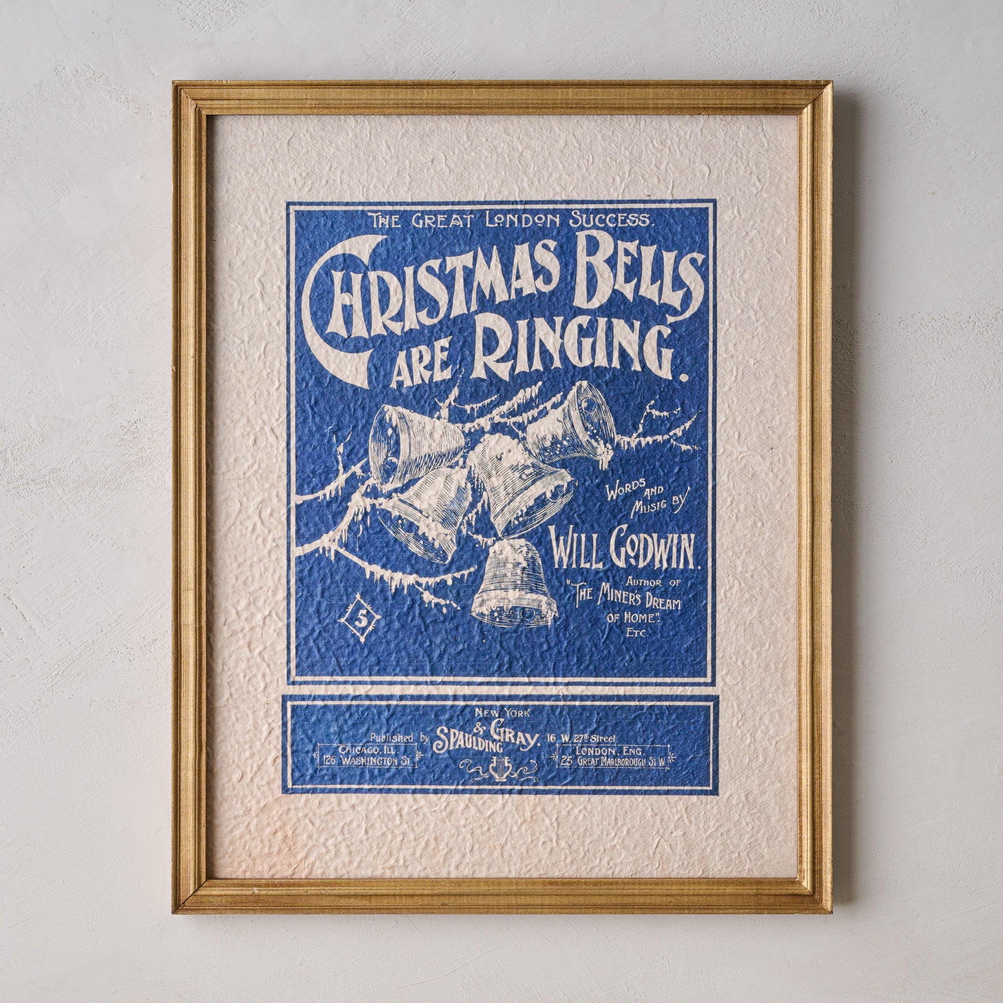 Vintage Christmas Bells Are Ringing Framed Print