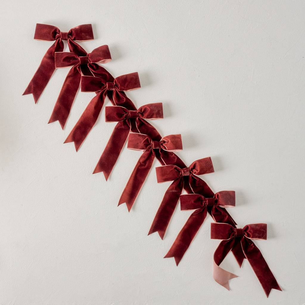 Velvet Bow Ornament Clip. Set of 8