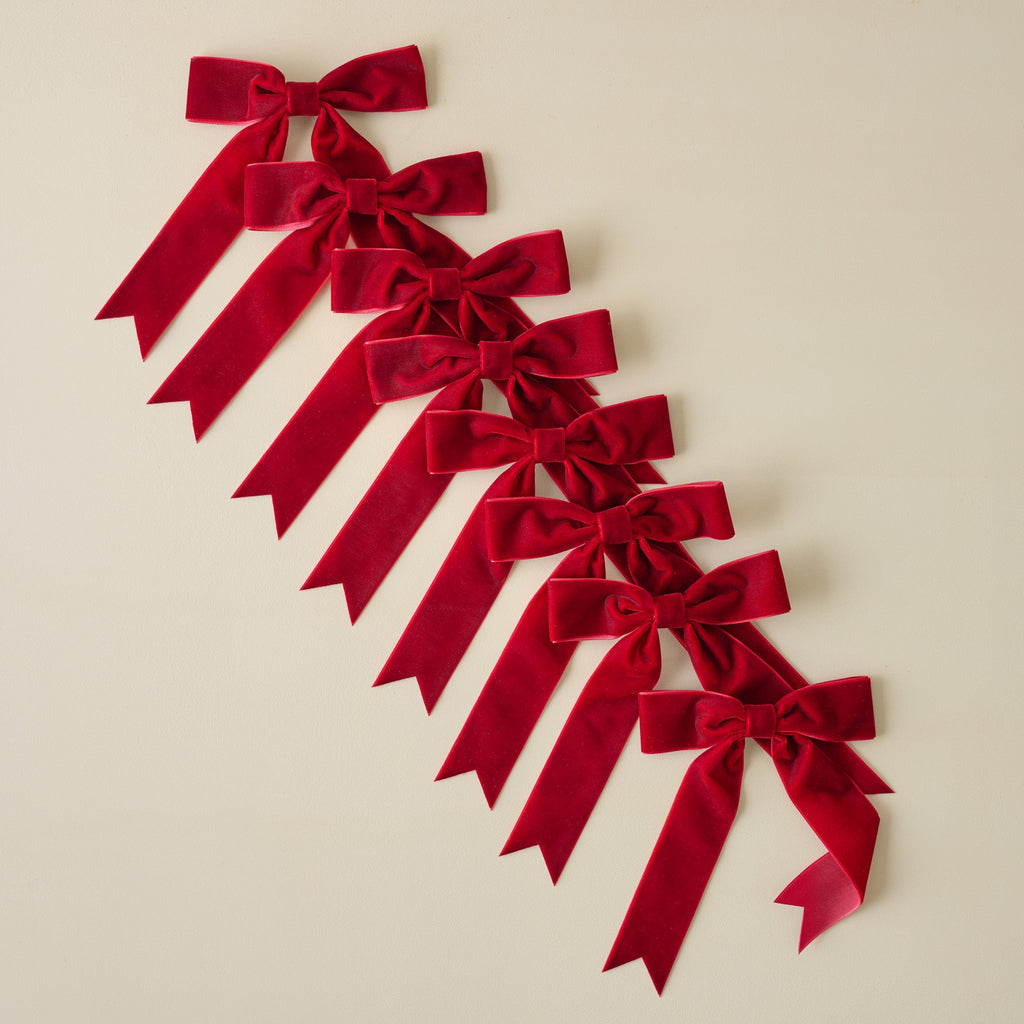 Velvet Bow Ornament Clip. Set of 8
