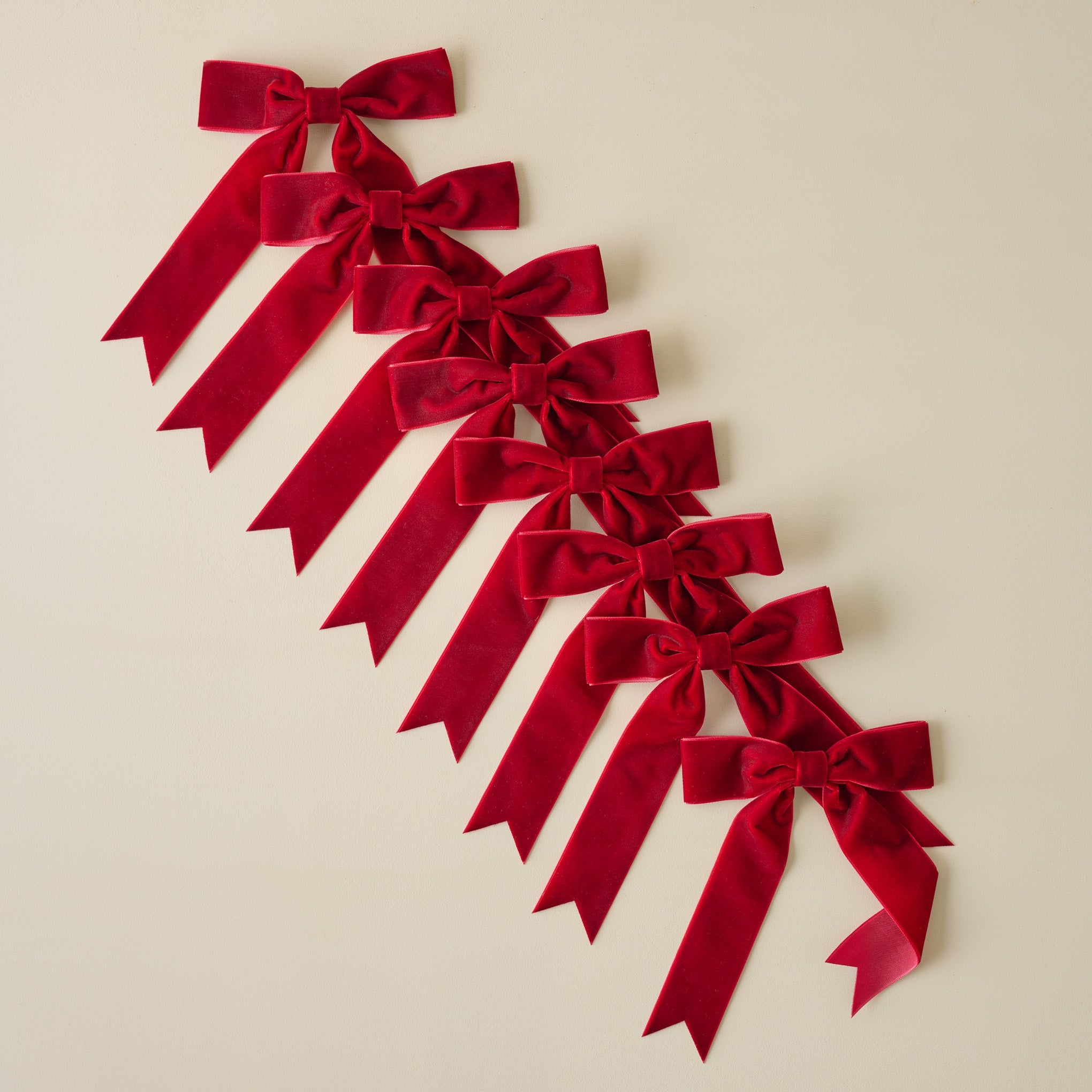 Velvet Bow Ornament Clip. Set of 8