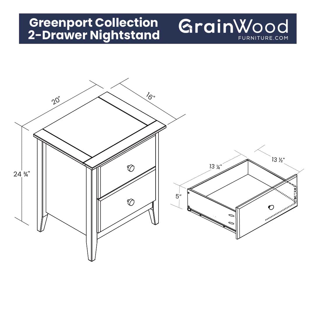 Greenport 2-Drawer Nightstand