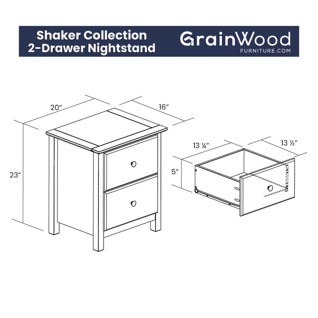 Shaker 2-Drawer Nightstand